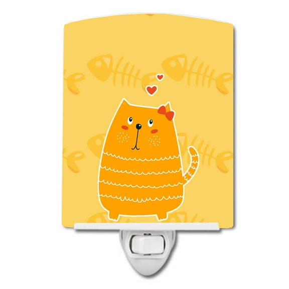 Caroline's Treasures BB6746CNL Fat Cat Love Ceramic Night Light, 6x4x3", multicolor