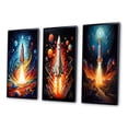 thumbnail image 3 of Designart "Stellar Voyage with the Rocketship III" Rocketship Framed Wall Art Set Of 3 - Multi-Color Rocketship Frame Gallery Set For Office Decor, 3 of 7