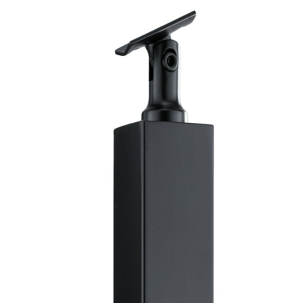 VEVOR Poste de pasamanos de acero inoxidable de 36" x 2" x 2" sin orificios, poste de pasamanos de escalera con soporte horizontal y curvo, paquete de 1, color negro