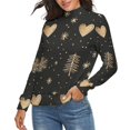 thumbnail image 2 of Line Heart Christmas Women's Turtleneck Sweater Long Sleeve Ribbed Fitted Turtle Neck Casual Fall Winter Collection Top 2XL, 2 of 4