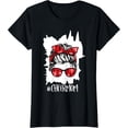 thumbnail image 2 of 100% Cotton Funny Cheerleading Mom Messy Bun Cheer Mom T-Shirt, 2 of 5