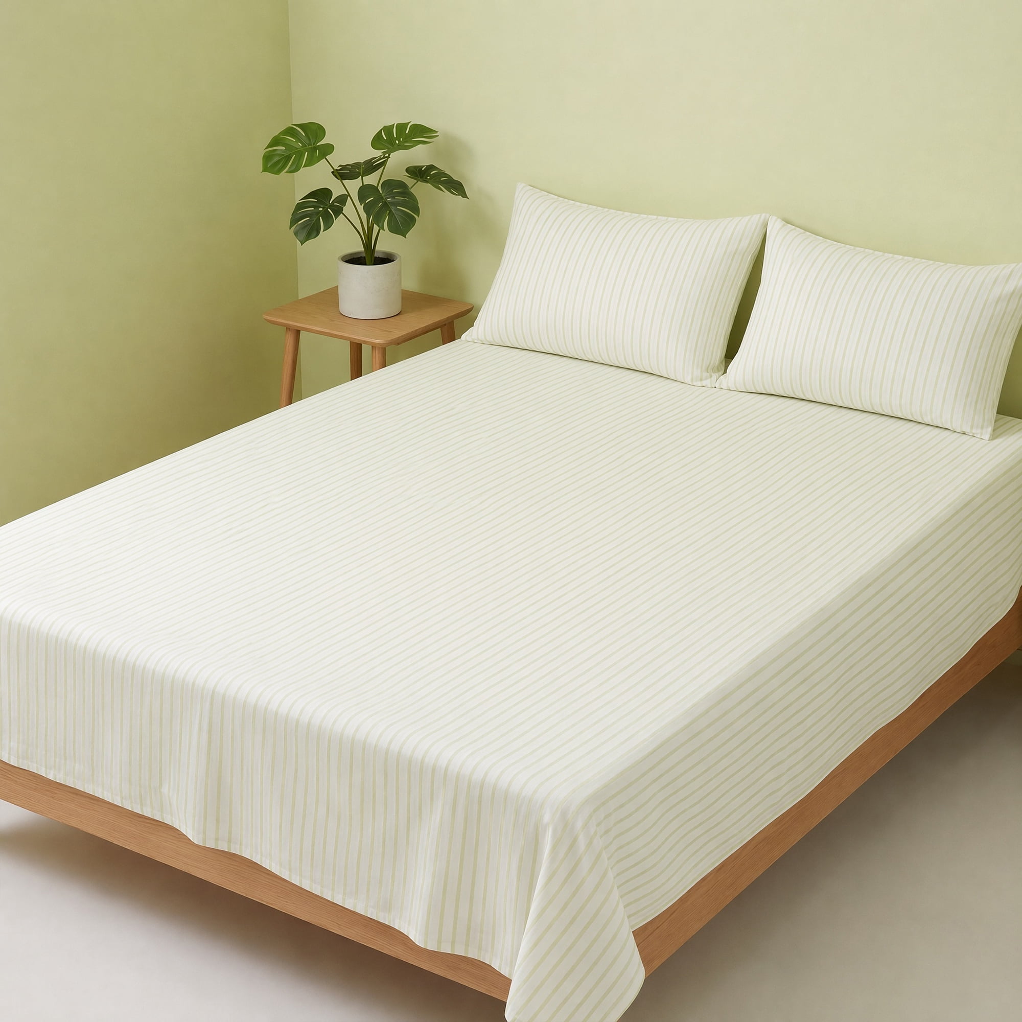 Unique Bargains Ployester Bed Soft Flat Sheet Cozy Bedding for Bedroom Green 63"x91"