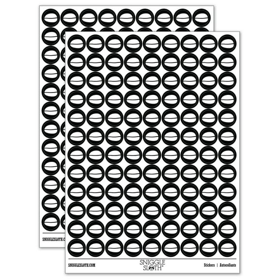 Coffee Bean Solid 200  Round Stickers - Black - Gloss Finish - 0.50" Size