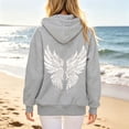 thumbnail image 2 of Puliio Womens Full Zip Up Hoodie Oversized Vintage Graphic Print Warm Fall Sweatshirt With Side Pockets, 2 of 7