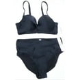 thumbnail image 4 of Nicole Miller BLACK Twist Front Bikini Top + Hi Waist Shirred Bottom 2Pc XL, 4 of 7