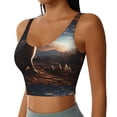 thumbnail image 2 of Rateoe Pyramid Desert Cat Print Womens' Sports Bras Scoop Neck Sports Vest- Padded U Back Seamless High Impact Support, 2 of 7