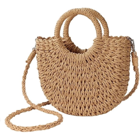 Womens Straw Beach Bag Woven Crossbody Shoulder Bags Top Handle Satchel Handbag Purse for Summer