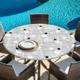 thumbnail image 6 of Grey Christmas Round Tablecloth, Fitted Table Cover with Elastic for 36"-44" Round Tables, Xmas Snowflake Snowman Table Cloth Outdoor Indoor Dinning Party Waterproof Tablecloths, 6 of 7