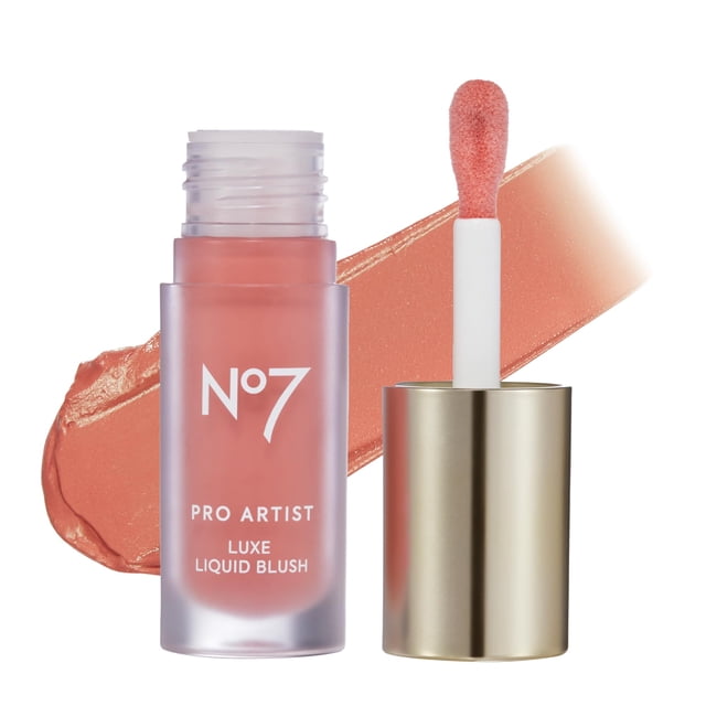 Colorete Líquido No7 Pro Artist Luxe Coral de larga duración, 6 ml