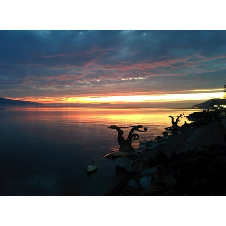 - LAMINATED POSTER Lake Geneva Sunset Switzerland Vevey Poster Print 24 x 36