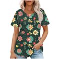 thumbnail image 1 of Camiseta de Cuello Redondo de Impresión Floral Casual de Manga Corta de las Mujeres, Blusa de Verano de Moda Ligera para el Día Y la Fiesta, 1 of 9