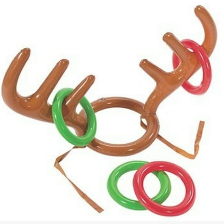 Christmas Hats For Kids Children Kids Inflatable Santa Funny Reindeer Antler Hat Ring Toss Christmas Party Supplies Toys ()