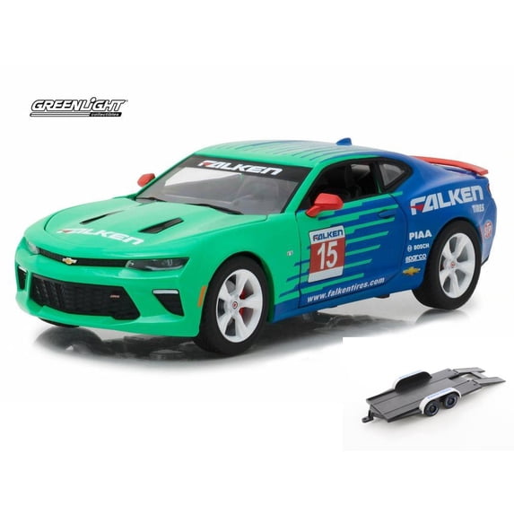 Diecast Car w/Trailer - 2017 Chevy Camaro SS, Falken Tires - Greenlight 18241 - 1/24 scale Diecast Model Toy Car