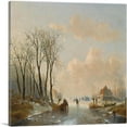 thumbnail image 1 of ARTCANVAS Skaters On The Ice Canvas Art Print by Andreas Schelfhout - Size: 26" x 26" (0.75" Deep), 1 of 9
