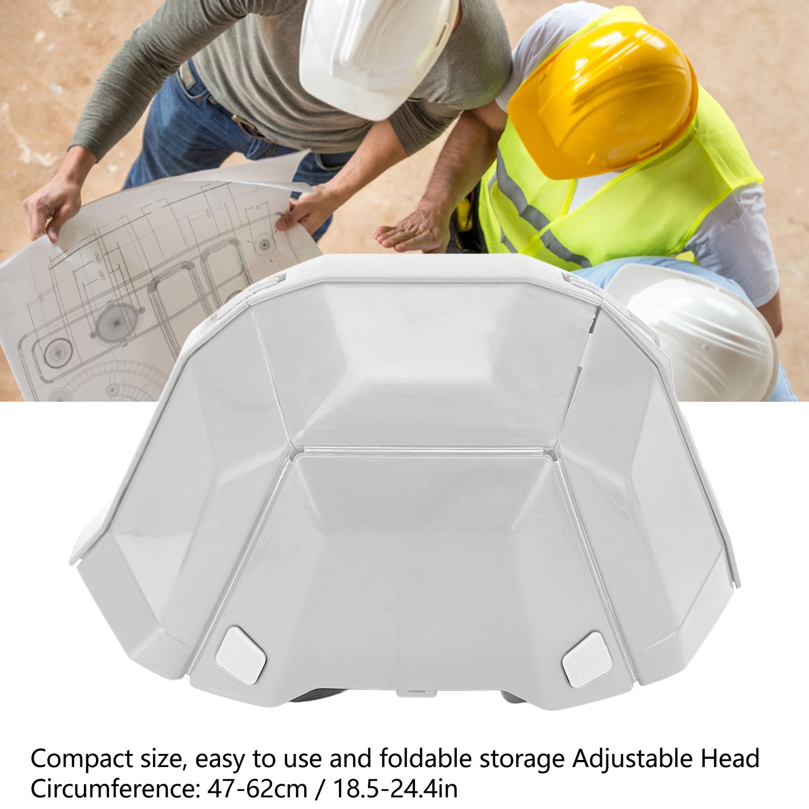 M Buder High Strength Plastic Foldable Helmet Portable Head Protection Safety Hard Hat for Outdoor Work Sports Travel Emergency Rescue (15.7 inches / 40 cm), White Color, 1 Pack