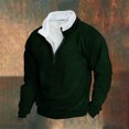 thumbnail image 2 of Dagegui Today Sales! Mens Quarter Zip Pullover Winter Stand Neck Long Sleeve Sweatshirts Big and Tall Thin Fleece Tops Casual Loose Fit Sweatshirt Green,XXL, 2 of 3