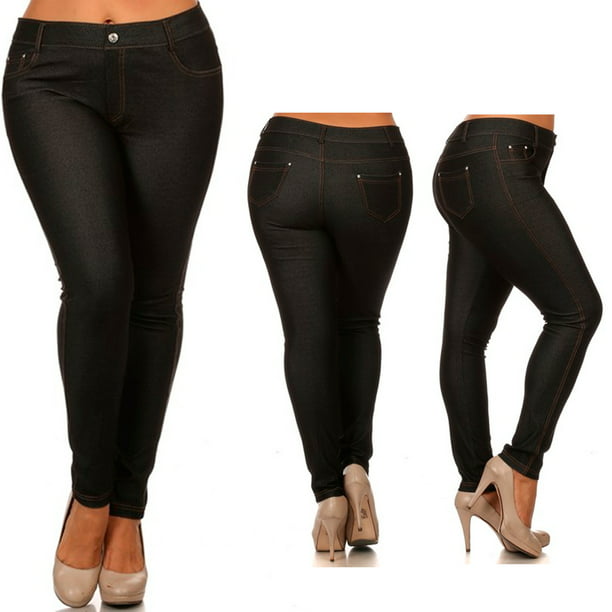 træfning andrageren tack Womens Plus Size Jeans Look Skinny Slim Jeggings Stretch Pants XL-3XL 14-28  New - Walmart.com