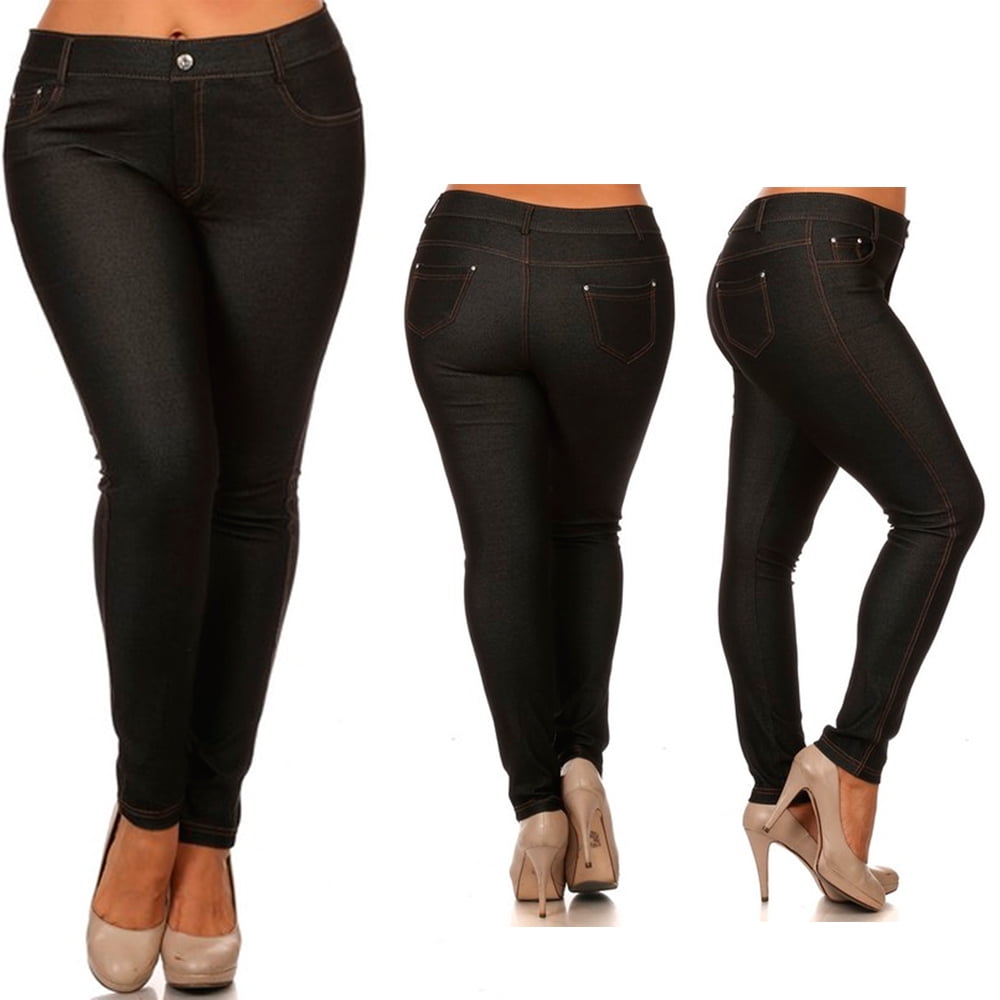 AllTopBargains Womens Plus Size Jeans Look Skinny Slim Jeggings