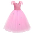 thumbnail image 3 of IBTOM CASTLE Princess Peach Costume for Girls Kids Halloween Birthday Party Dress up Cosplay Outfit with Accessories Crown Wand 4-5 Years Pink, 3 of 7