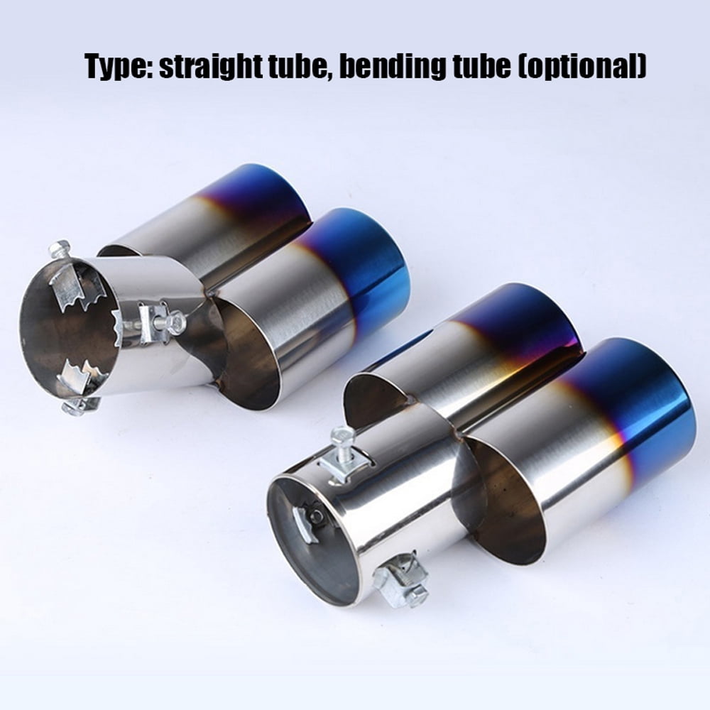 Universal Double Tube Silver Car Exhaust Muffler Vehicle Steel Tail Pipe