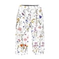 thumbnail image 4 of Domuza Women Bermuda Shorts Casual Knee Length Loose Fit Beach Shorts Summer Boho Striped Floral Print Athletic Shorts with Pocket Khaki M, 4 of 5