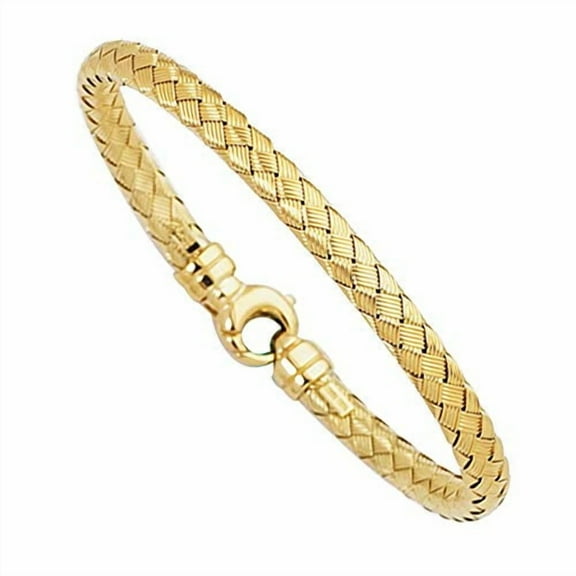 JewelStop 14k Yellow Gold Basket Weave Designer Bangle - 7.25 Inches, 11.3gr.