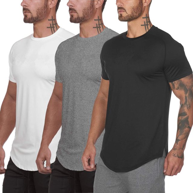 Muscle Killer Paquete de 3 camisetas deportivas activas para hombre, gimnasio, entrenamiento, culturismo, fitness, camiseta informal de entrenamiento (mediano negro+gris+blanco)