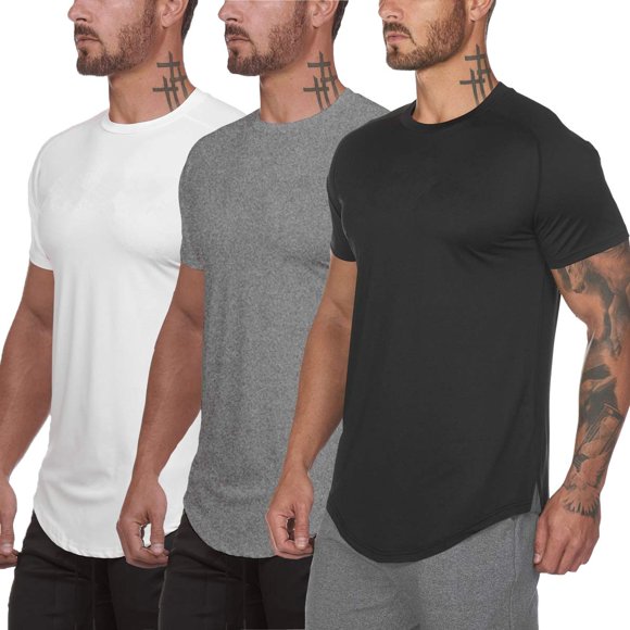 Muscle Killer Paquete de 3 camisetas deportivas activas para hombre, gimnasio, entrenamiento, culturismo, fitness, camiseta informal de entrenamiento (mediano negro+gris+blanco)