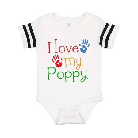 

Inktastic Poppy Grandkids Handprints Gift Baby Boy or Baby Girl Bodysuit
