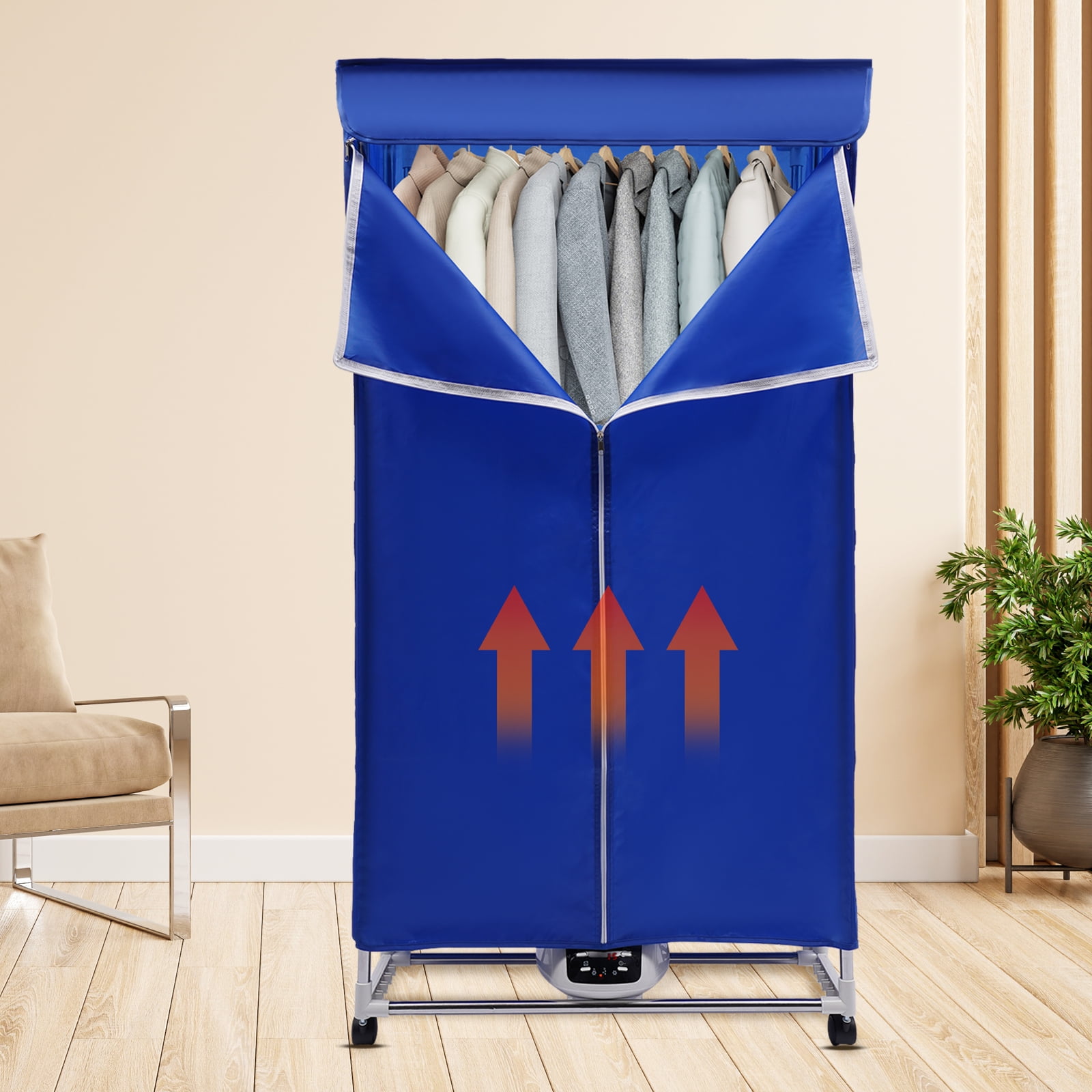 Portable Electric Clothes Dryer with Remote Control – 1200-1500W, Adjustable Time & Temperature, 66lbs Load Capacity, Stainless Steel Frame, Low Noise, Foldable Design