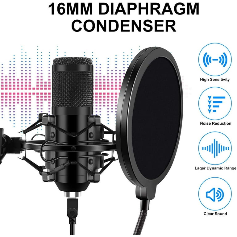103 Microphone Condenser Professional Microphone Home Studio Recording  Microphone For Computer Gaming Sound Card Podcast Live