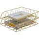 thumbnail image 1 of Organizador de archivos de escritorio, bandeja apilable de metal para cartas, soporte para papel, paquete de 2, dorado, 1 of 6
