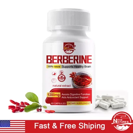 Nature's Live Berberine HCL 1200mg Blood Sugar Support Supplement 60 Capsules