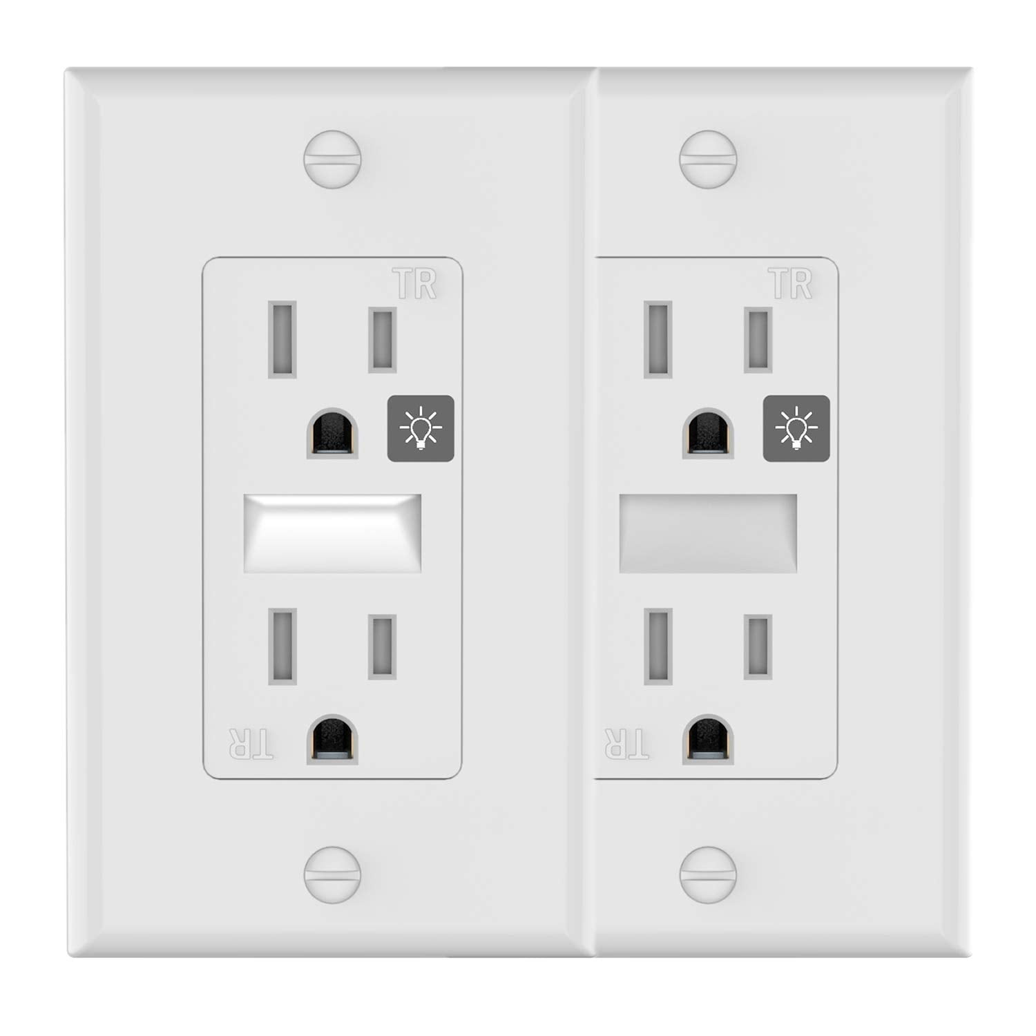 Tamper Resistant Outlet with Night LightEasy to Install,15A 125V