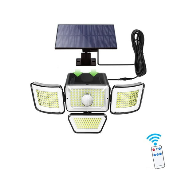 186/278/333 LED Solar Lamp Outdoor 4 Heads Security Flood Light Waterproof With Motion Sensor For Garden Decor Wall Light 3 Mode ,Multifunctional Lighting