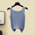 thumbnail image 4 of Conjunto de tres piezas de falda para mujer, Top sin mangas con tirantes, camisa de blusa blanca, Falda vaquera de línea A de cintura alta, tres vestidos de verano, 4 of 4