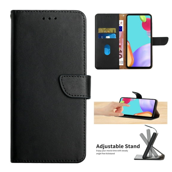 for Motorola Moto G Stylus 5G 2025 Genuine Leather Case, Card Slots and Cash Pocket Classic Protective Shockproof Lightweight Ultra Slim Flip Kickstand Case Cover for Moto G Stylus 5G 2025, Black