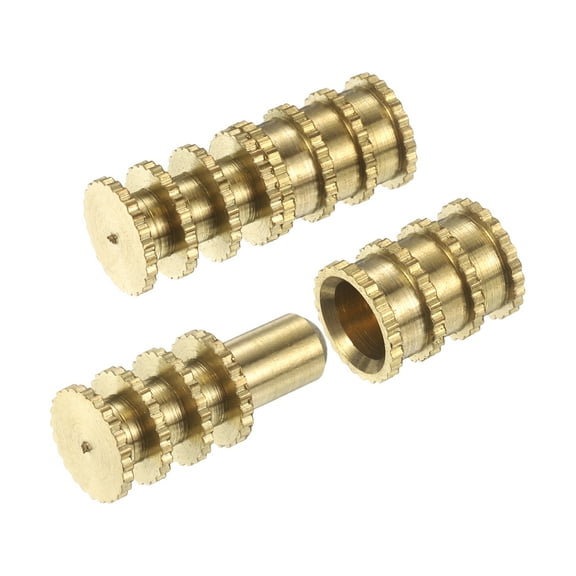 Table Leaf Dowel Pin, 10 Pack Brass Table Bolt Sleeve Connectors Top Leaf Alignment Pins, Golden