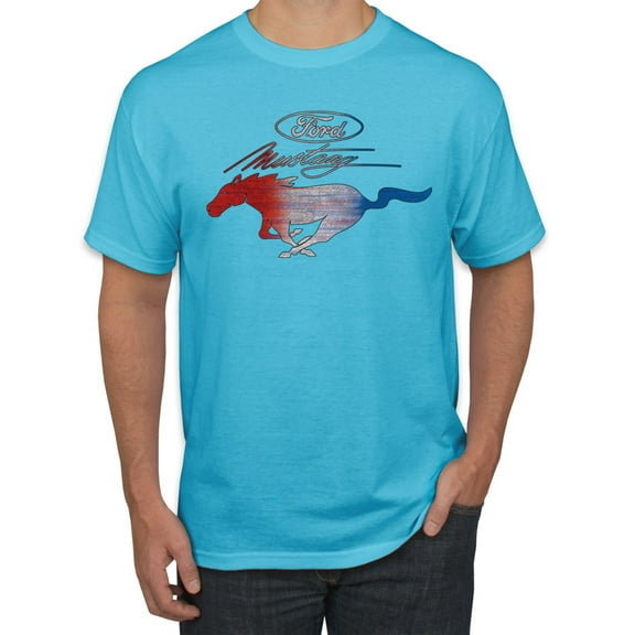 Wild Bobby, Ford Mustang Untamed Spirit Mens Cars and Trucks Graphic T-Shirt, Light Turquoise, XL