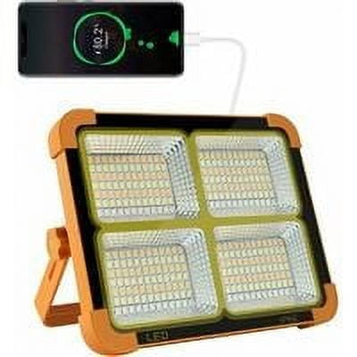 Lámpara LED Recargable de 100 W, 10000 lm, Luz de Trabajo Portátil con Panel Solar, Lámpara Recargable USB de 16500 mAh, para Camping, Obra, Garaje, Taller (A)