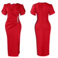 thumbnail image 3 of Women's V Neck Cap Sleeve Casual Work Bodycon Cocktail Party Pencil Midi Dress, 3 of 8
