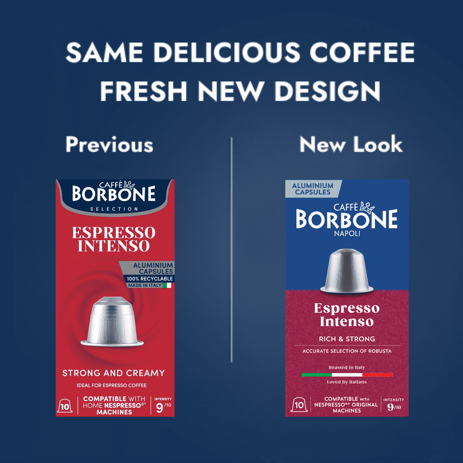 Caffè Borbone Espresso Intenso Dark Roast Nespresso Compatible Aluminum Coffee Pods - 100 Count (10 packs of 10)