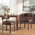 thumbnail image 6 of AFO Upholstered Dining Chair Set of 2, Faux Leather Seat with Solid Wood Legs Ergonomic Curved Back Kitchen Modern Chairs for Dining Room Living Room Cafe Espresso Brown, 6 of 8