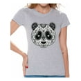 thumbnail image 1 of Awkward Styles Panda Skull Tshirt for Women Christian Panda Shirt Sugar Skull Shirts for Women Dia de los Muertos Gifts for Her Day of the Dead T Shirt Christian Tshirt Women's Paisley Panda T-Shirt, 1 of 4