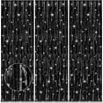 thumbnail image 2 of Black Fringe Curtain Party Streamers 3Pack 3.3x9.9 Ft Foil Fringe Backdrop Curtains for Birthday Wedding Bridal Baby Shower Holiday Tinsel Streamers Black Party Decorations Door Streamers, 2 of 2