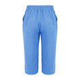 thumbnail image 5 of HKYNLAG Linen Capri Pants for Women Pull On Summer Straight Leg Petite Capris Knee Length Beach Shorts with Pockets Blue S, 5 of 6