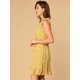 thumbnail image 4 of Vestido De Mujer Con Estampado Floral, Cuello En V, Sin Mangas, Con Volantes Y Dobladillo Amarillo XL, 4 of 6