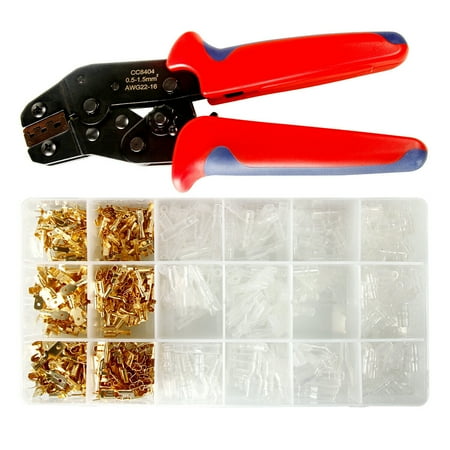 

ABIDE Crimping tool Kit Cable Ratchet Crimping Plier with Male Female Wiring Connectors Terminal Insulating Sleeves Set