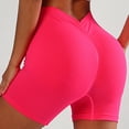 thumbnail image 6 of felwors V Back Biker Shorts High Waist Scrunch Lifting Workout Yoga Running Training Hot Pink for Size XL, 6 of 7