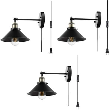 ANTOTEN 3 Pack Plug in Wall Sconce,Swing Arm Wall Lamp for Bedroom, Living Room(E26 Base, Bulbs Not Included)